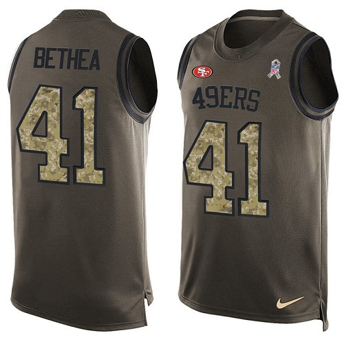 Men's Limited Antoine Bethea Nike Jersey Green - #41 Salute to Service Tank Top NFL San Francisco 49ers